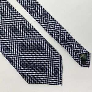 LAUREN RALPH LAUREN HAND FINISHED SILK TIE BLUE WHITE DOT CHECKER 3.5" X 56"